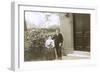 Young Couple and a Puppy in a Garden-null-Framed Photographic Print