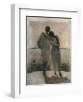 Young Couple, Central Panel from the Dream and Reality Triptych, 1905-Angelo Morbelli-Framed Giclee Print