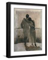 Young Couple, Central Panel from the Dream and Reality Triptych, 1905-Angelo Morbelli-Framed Giclee Print