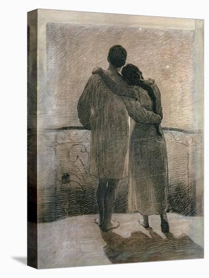Young Couple, Central Panel from the Dream and Reality Triptych, 1905-Angelo Morbelli-Stretched Canvas