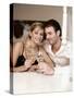 Young Couple Clinking Glasses of White Wine-Sporrer & Skowronek-Stretched Canvas