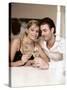 Young Couple Clinking Glasses of White Wine-Sporrer & Skowronek-Stretched Canvas