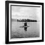 Young Couple Embracing on Small Rock Protruding from the Waters of Lake George-Nina Leen-Framed Photographic Print