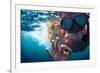 Young Couple Having Fun Underwater and Showing Ok Sign-Dudarev Mikhail-Framed Photographic Print