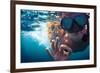 Young Couple Having Fun Underwater and Showing Ok Sign-Dudarev Mikhail-Framed Photographic Print