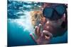Young Couple Having Fun Underwater and Showing Ok Sign-Dudarev Mikhail-Mounted Photographic Print