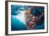 Young Couple Having Fun Underwater and Showing Ok Sign-Dudarev Mikhail-Framed Photographic Print