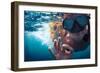 Young Couple Having Fun Underwater and Showing Ok Sign-Dudarev Mikhail-Framed Photographic Print