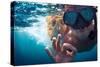 Young Couple Having Fun Underwater and Showing Ok Sign-Dudarev Mikhail-Stretched Canvas