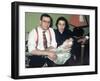 Young Couple Holding Baby Boy in Christening Gown, Ca. 1952-null-Framed Premium Photographic Print