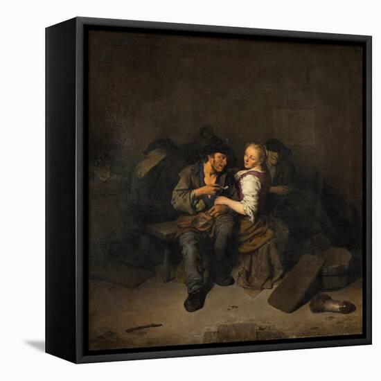 Young Couple in a Tavern, 1661-Cornelis Bega-Framed Stretched Canvas