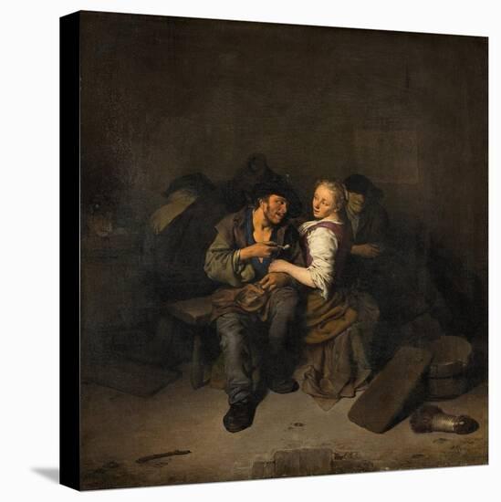 Young Couple in a Tavern, 1661-Cornelis Bega-Stretched Canvas