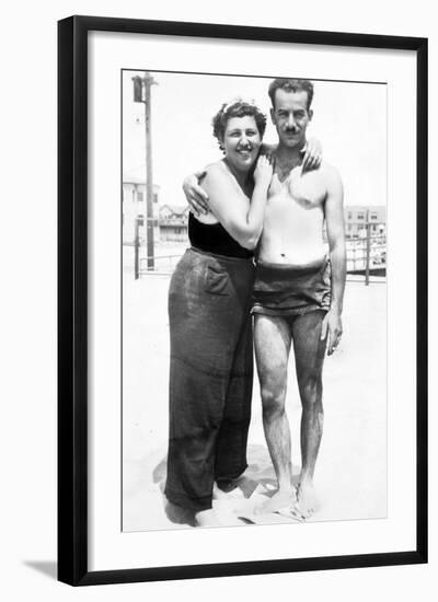 Young Couple in Swimwear on Beach, Ca. 1929-null-Framed Photographic Print