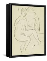 Young Couple in the Bathroom-Ernst Ludwig Kirchner-Framed Stretched Canvas