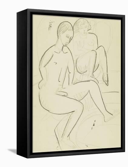 Young Couple in the Bathroom-Ernst Ludwig Kirchner-Framed Stretched Canvas