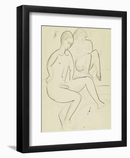 Young Couple in the Bathroom-Ernst Ludwig Kirchner-Framed Premium Giclee Print