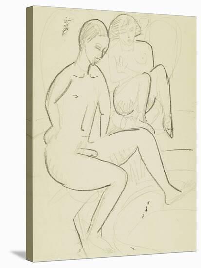 Young Couple in the Bathroom-Ernst Ludwig Kirchner-Stretched Canvas