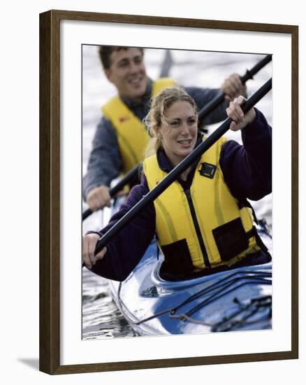 Young Couple Kayaking-null-Framed Photographic Print