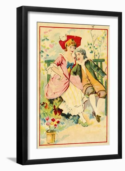 Young Couple on a Bench in a Garden-null-Framed Giclee Print