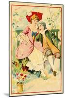 Young Couple on a Bench in a Garden-null-Mounted Giclee Print