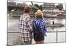 Young Couple on a Journey to Europe, Standing on the Bank of the Vistula, Rear View.-De Visu-Mounted Photographic Print