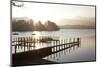 Young Couple on Pier, Sunset, Derwent Water, Cumbria, UK-Peter Adams-Mounted Photographic Print