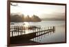 Young Couple on Pier, Sunset, Derwent Water, Cumbria, UK-Peter Adams-Framed Photographic Print