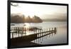 Young Couple on Pier, Sunset, Derwent Water, Cumbria, UK-Peter Adams-Framed Photographic Print