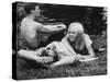 Young Couple Relaxing During Woodstock Music Festival-null-Stretched Canvas