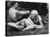 Young Couple Relaxing During Woodstock Music Festival-null-Stretched Canvas