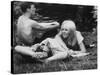 Young Couple Relaxing During Woodstock Music Festival-null-Stretched Canvas