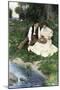 Young Couple Seated by a Brook, Early 1900s-null-Mounted Giclee Print