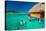 Young Couple Snorkeling from Hut over Blue Tropical Lagoon-Martin Valigursky-Stretched Canvas