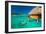 Young Couple Snorkeling from Hut over Blue Tropical Lagoon-Martin Valigursky-Framed Photographic Print