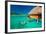 Young Couple Snorkeling from Hut over Blue Tropical Lagoon-Martin Valigursky-Framed Photographic Print