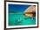 Young Couple Snorkeling from Hut over Blue Tropical Lagoon-Martin Valigursky-Framed Photographic Print