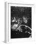 Young Couple Snuggling in Convertible as They Intently Watch Movie at Drive-in Movie Theater-J^ R^ Eyerman-Framed Photographic Print