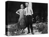 Young Couple Stands in Front of their Garage, Ca. 1925-null-Stretched Canvas