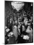 Young Couples at Formal Dance Dreamily Swaying on Crowded Floor of Dim, Chandelier-Lit Ballroom-Nina Leen-Mounted Photographic Print