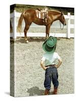 Young Cowboy Looking at Horse-William P. Gottlieb-Stretched Canvas