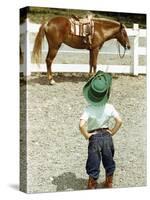 Young Cowboy Looking at Horse-William P. Gottlieb-Stretched Canvas