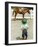 Young Cowboy Looking at Horse-William P. Gottlieb-Framed Photographic Print