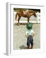 Young Cowboy Looking at Horse-William P. Gottlieb-Framed Photographic Print