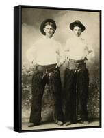 Young Cowboys In Black Wooly Chaps-null-Framed Stretched Canvas