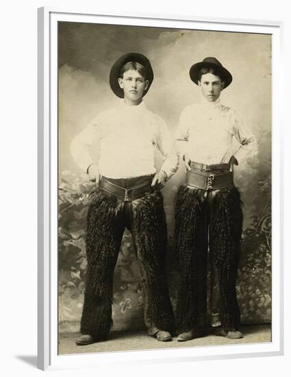 Young Cowboys In Black Wooly Chaps-null-Framed Premium Giclee Print