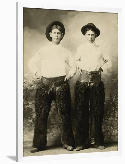 Young Cowboys In Black Wooly Chaps-null-Framed Art Print
