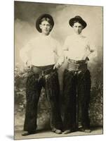Young Cowboys In Black Wooly Chaps-null-Mounted Art Print