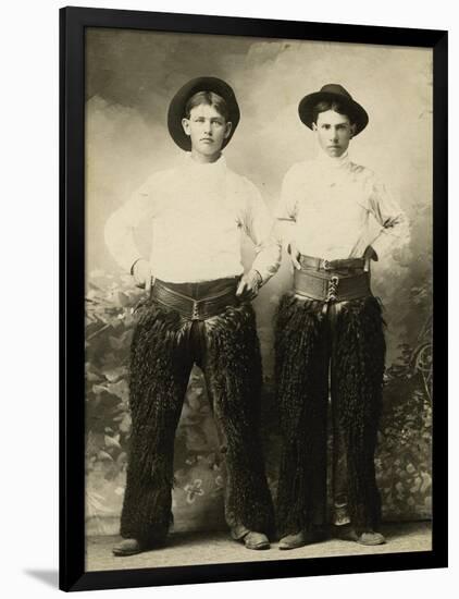 Young Cowboys In Black Wooly Chaps-null-Framed Art Print