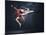 Young Cute Woman In Gymnast Suit Show Athletic Skill On Black Background-Sergey Nivens-Mounted Art Print