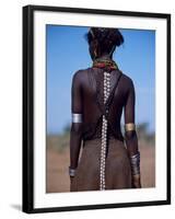 Young Dassanech Girl Wears Hair Partially Braided, Coated in Animal Fat and Ochre, Ethiopia-John Warburton-lee-Framed Photographic Print